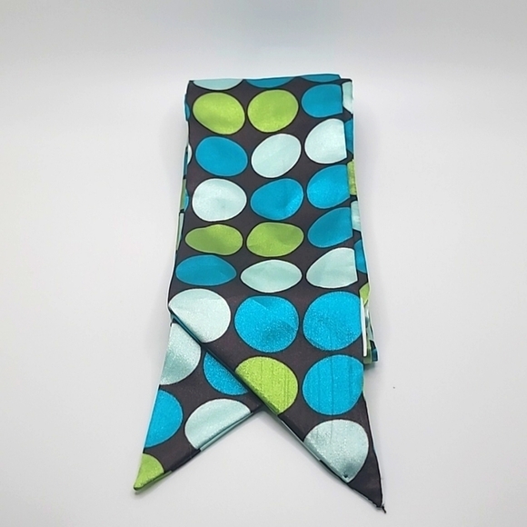 Blue Brown Green Head Scarf Twilly - Picture 1 of 3